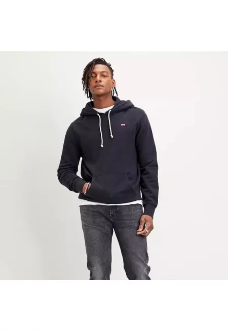 Мъжки суичър с качулка Housemark -  памук - черен -