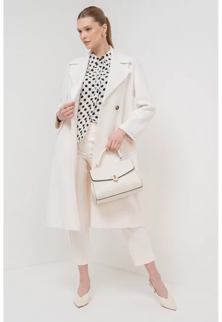 Палто Alibi с вълна и раздвоен ревер - Мръснобял