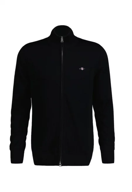 Памучен суитшърт с цип - Черен