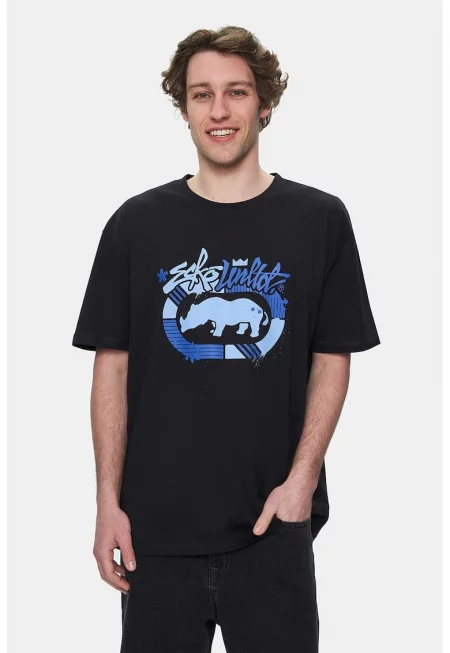 Памучна тениска Rhett - Черен/Син