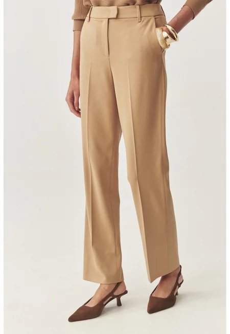 Панталон с джобове встрани - Бежов