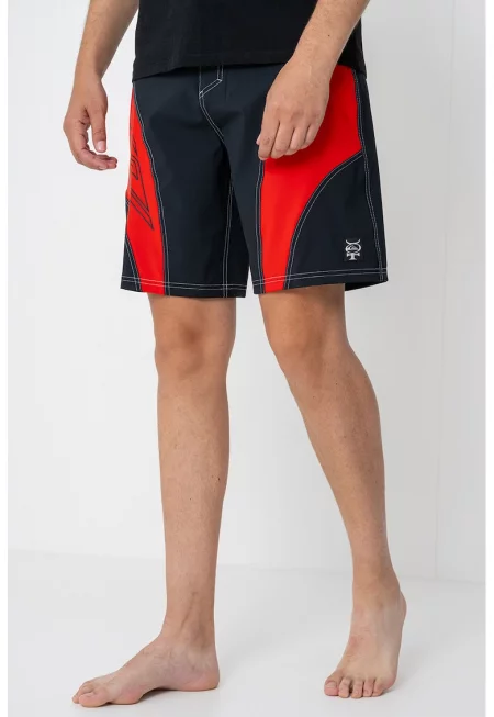 Плувни шорти в цветен блок Mercury - Черен/Аленочервен