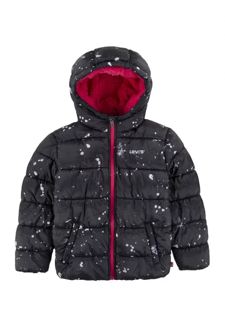 Подплатено зимно яке с плюшена подплата - Бял/Избеляло черно