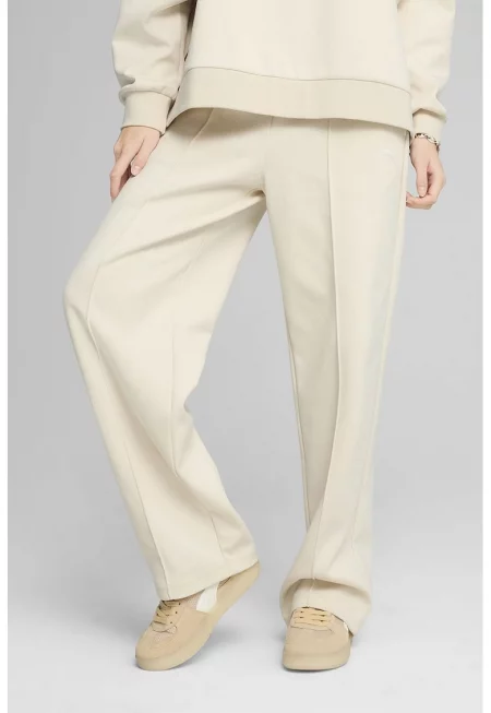 Прав панталон с лого - Светло бежово