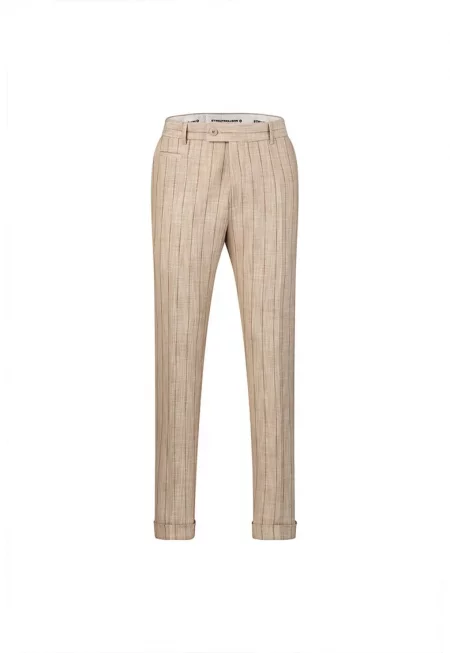 Прави панталони с принт на райета - Бежов