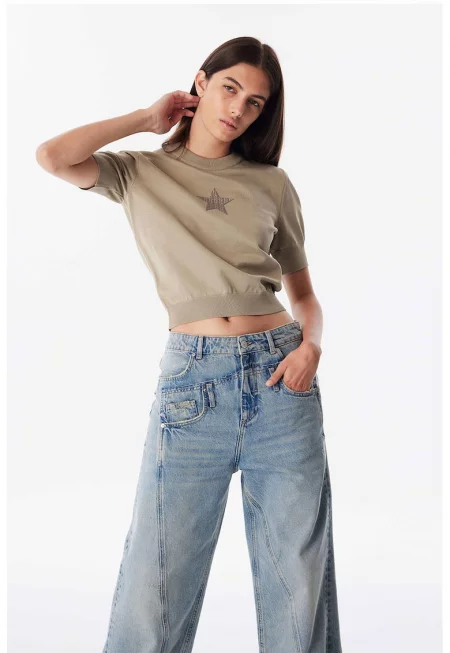 Пуловер с къси ръкави