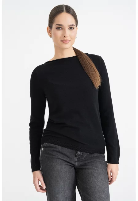 Пуловер с вълна и кашмир - Черен