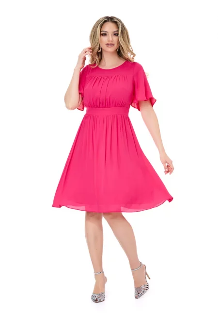 Разкроена рокля Nora с овално деколте - Светлорозов