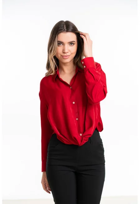 Риза Dorya с остра яка - Червен