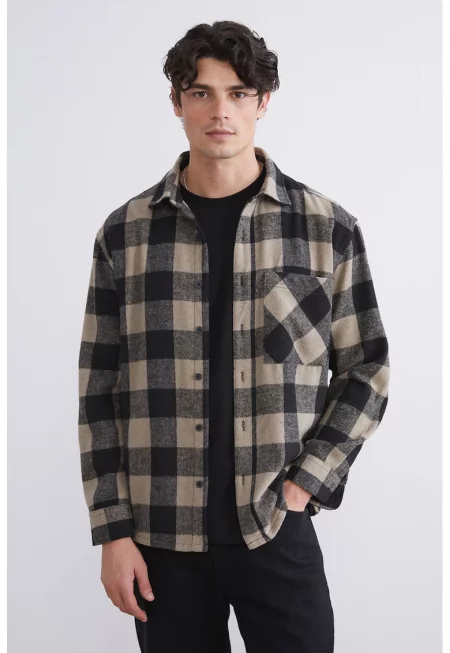 Риза на каре с дълги ръкави