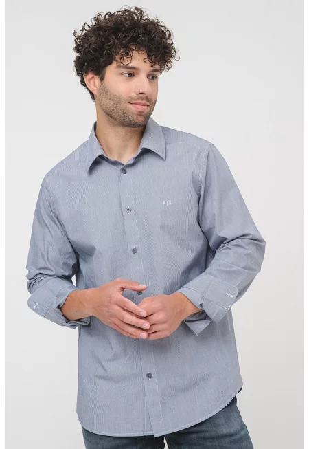 Риза с лого - Бял/Тъмносин