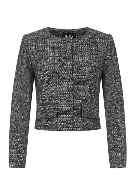 Сако от туид с кръгло деколте - -