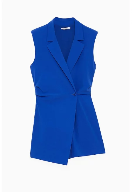 Salopeta scurta fara maneci - cu revere - Син