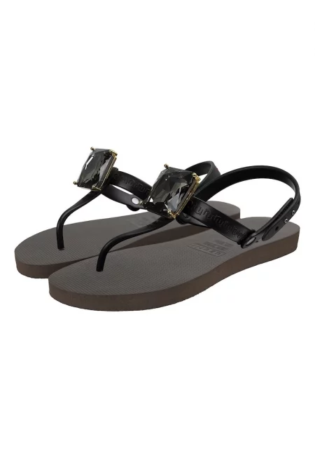 Сандали с разделител за палеца и декоративни камъни