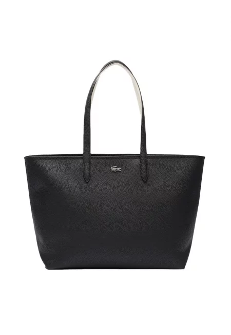 Шопинг чанта Anna Petit от еко кожа с релеф - Черен