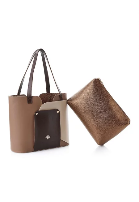 Шопинг чанта с цветен блок