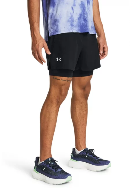 Шорти за бягане Launch със скосени джобове и дизайн 2в1 - Черен