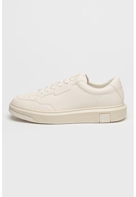 Спортни обувки от еко кожа с релеф - Мръснобял