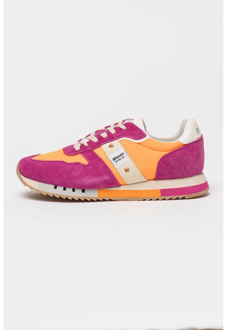 Спортни обувки с дизайн с цветен блок със синтетика - Фанданго розово/Неоново оранжево