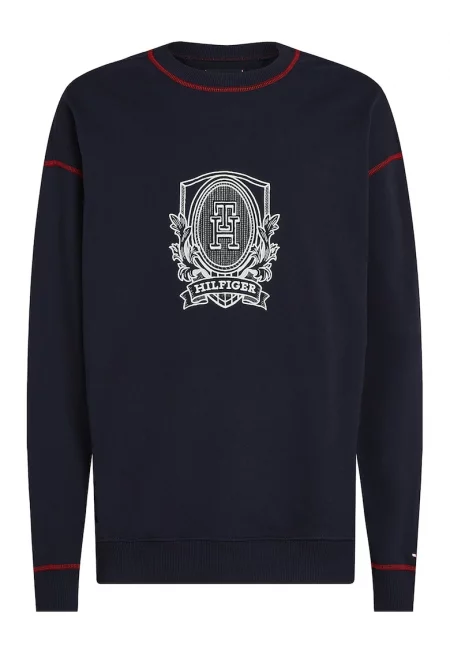 Суитшърт с паднали ръкави и лого - Черен