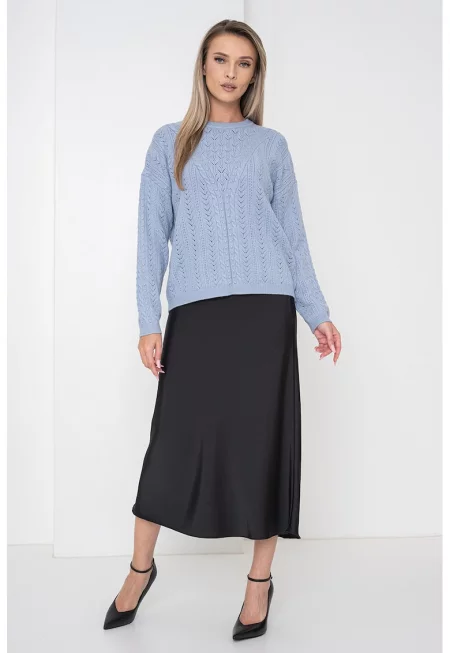 Свободен пуловер с ажур