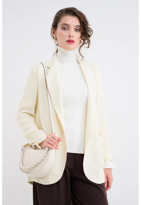 Свободно отворено сако с набрани ръкави