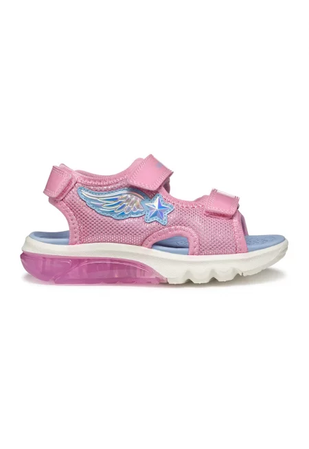 Текстилни сандали с LED светлини - Светлорозов/Светлосин