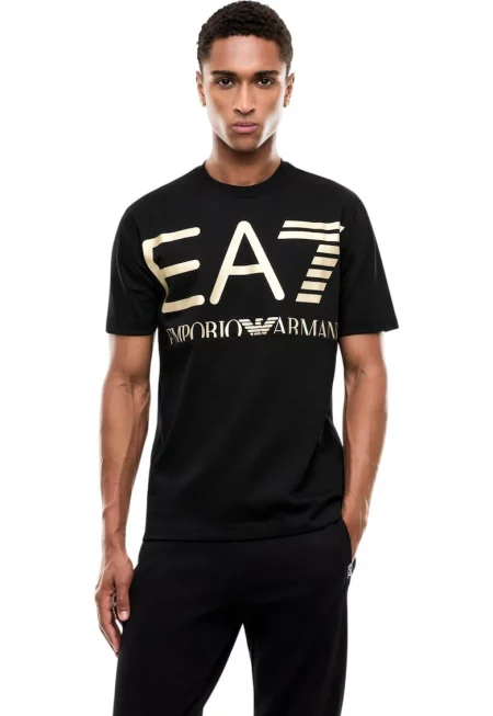Тениска  EA7 Train Logo Series M Oversize 62483 - Златист/Черен