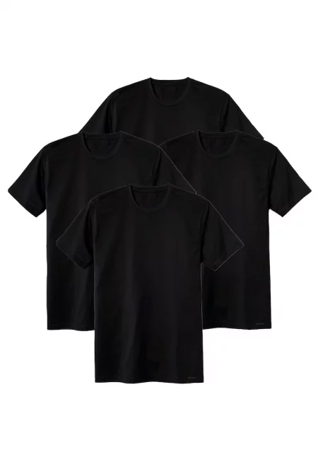 Тениска с овално деколте - 4 броя - Черен