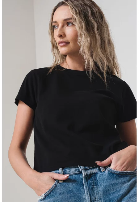 Тениска с овално деколте - Бял