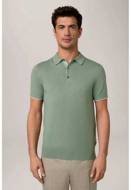 Тениска с яка - стандартна кройка 30044682 - Зелен