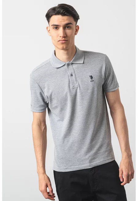 U.S. Polo Assn - Памучна тениска по тялото с яка