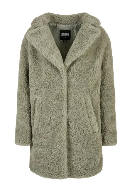 Уголемено палто от еко вълна със скосени джобове - Папратово зелено