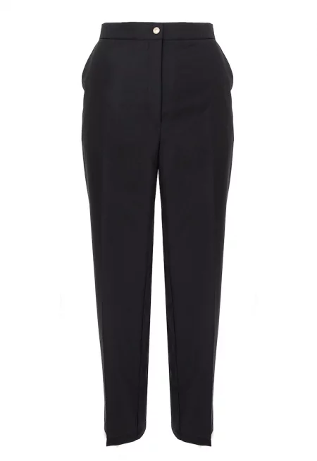 Вълнен панталон с висока талия - Черен