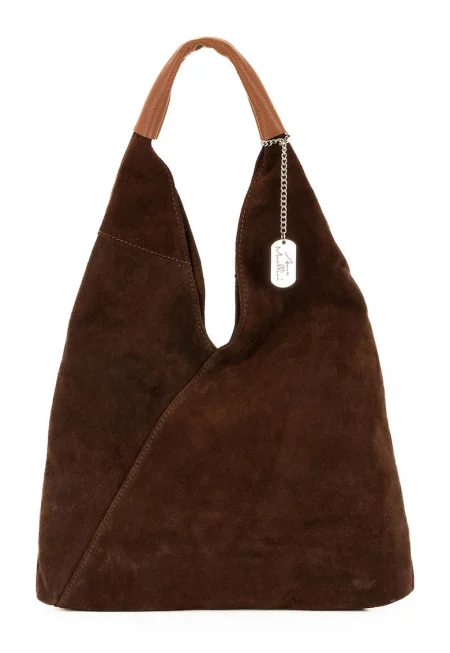 Велурена чанта Хобо - Тъмнокафяв