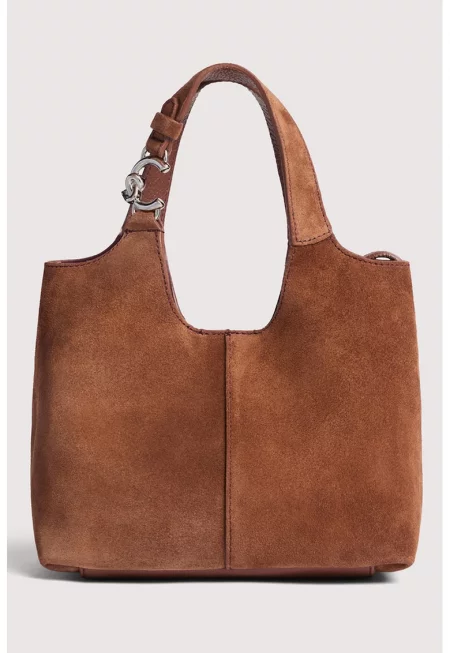 Велурена хобо чанта C-Easy - Карамел