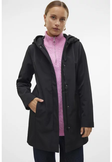 Зимно яке с качулка - Черен