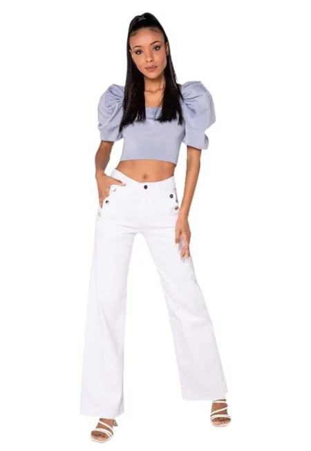 Бели разкроени дънки  за жени P195-10 M10 16984