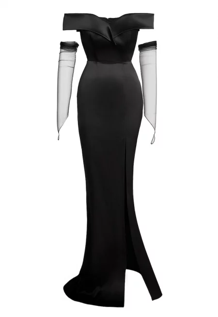 Bendetto Atelier - Рокля с голо рамо - Черен