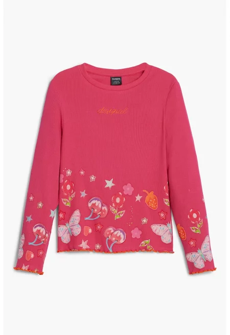 Блуза с памук с овално деколте