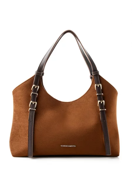 Чанта  от еко кожа - Тъмнокафяв/Карамел