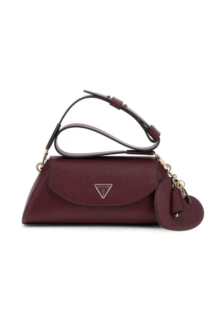 Чанта през рамо от еко кожа с висулки - Бордо