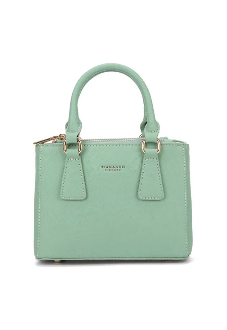 Чанта за рамо от еко кожа с лого - Светлозелен