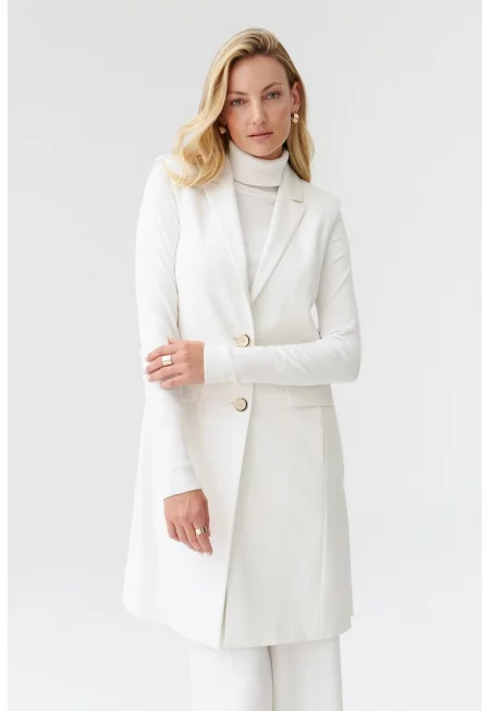 Дълъг елегантен елек - Мръснобял