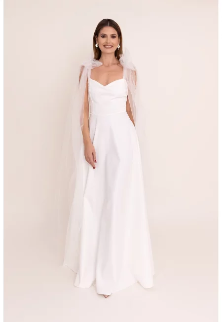 Дълга разкроена рокля Zaza - Бял