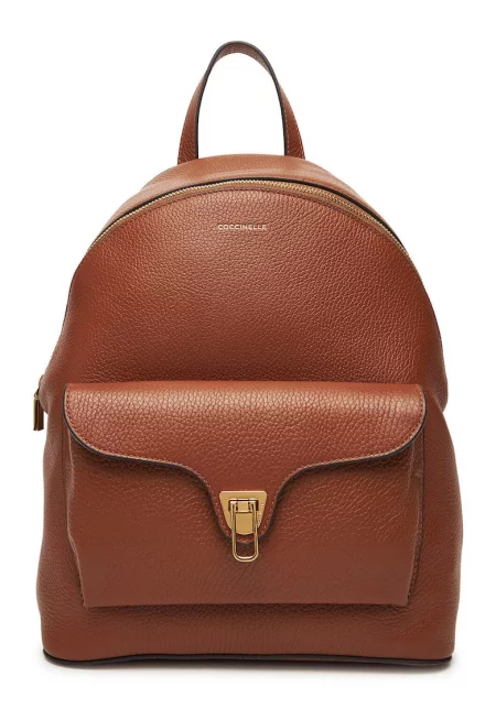 Дамска модна раница -  кафява - от естествена кожа - универсална