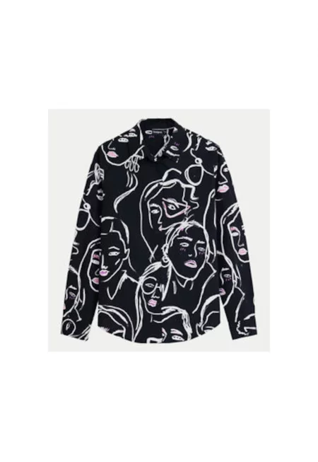 Дамска риза -  304477140 - Памук - Черен - Черен