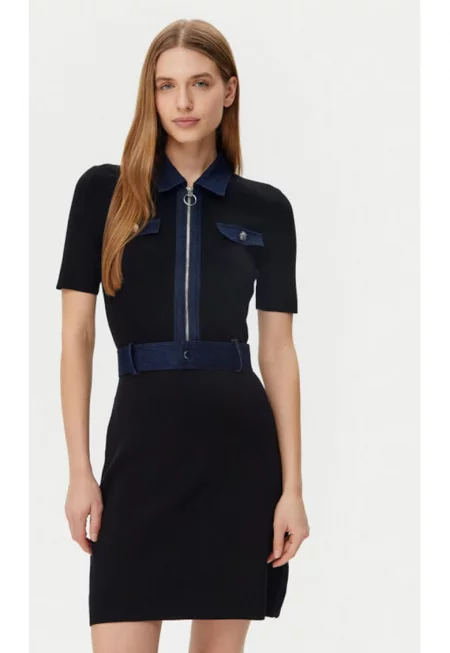 Дамска рокля -  305253484 - Вискоза/Полиамид - Черна