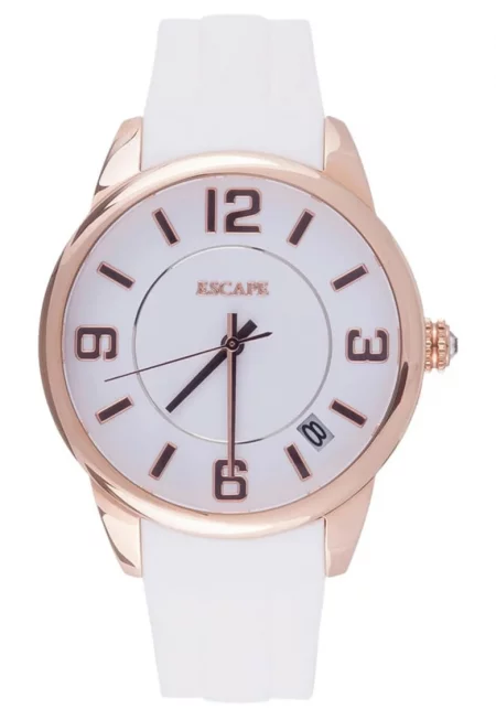 Дамски часовник  бяла силиконова каишка - стоманен корпус - 31-34 мм - водоустойчивост 5 ATM