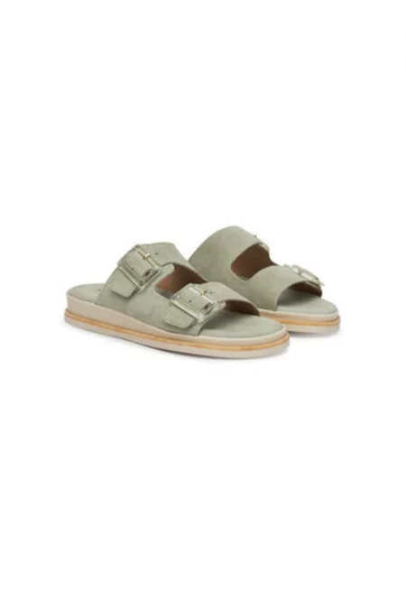 Дамски джапанки - 1-27207-42 -  Естествена кожа - Зелен